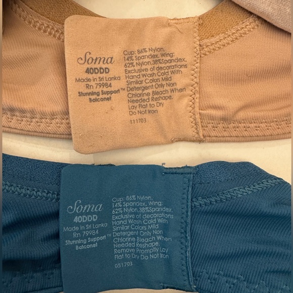 Soma Stunning Support Lace Underwire Bra Set - Teal and Beige - Picture 3 of 3